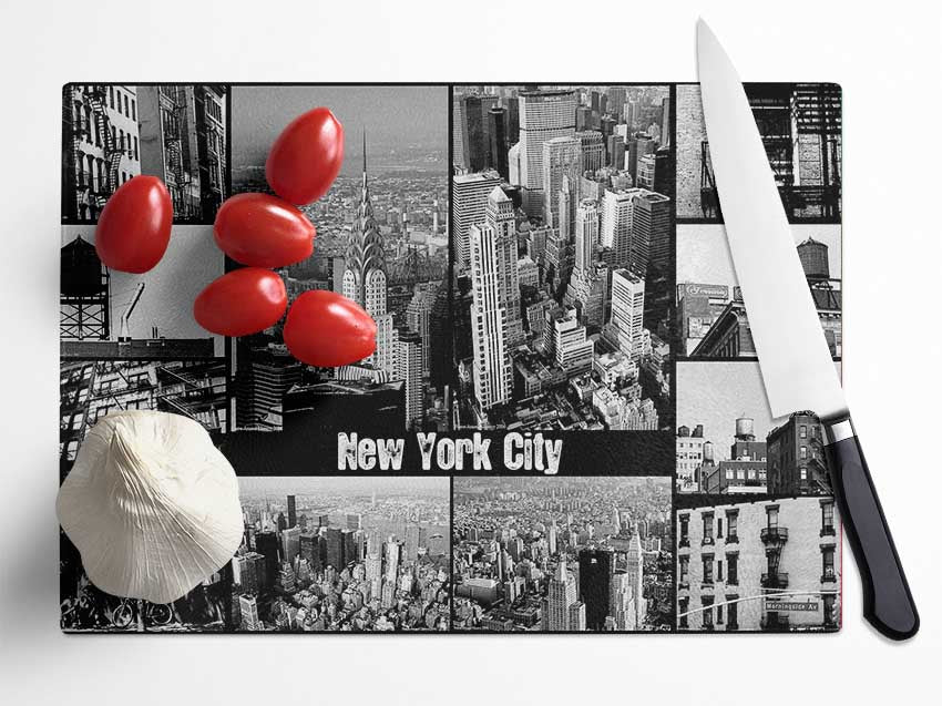 New York City Collage Glass Chopping Board