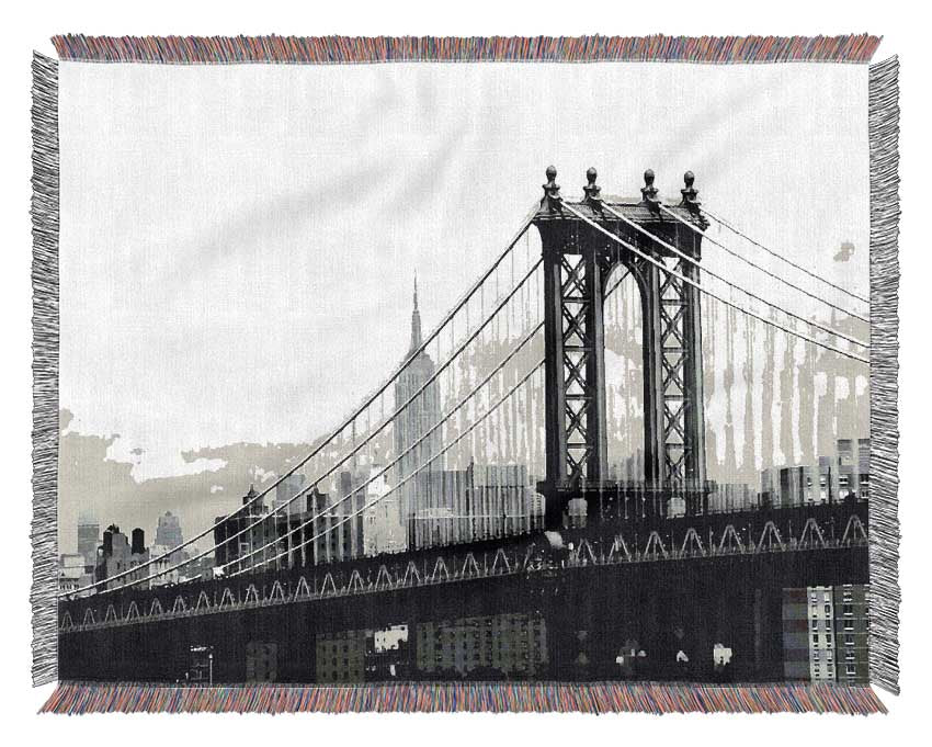 New York City Empire State Building Afar Woven Blanket