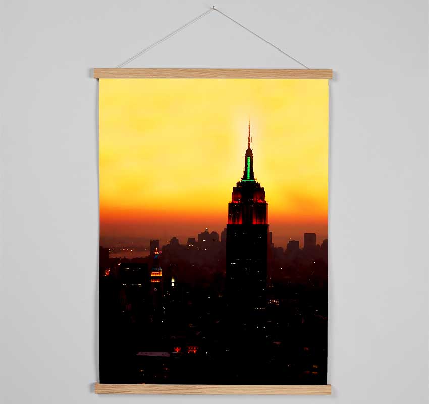 New York City Empire State Building Orange Glow Hanging Poster - Wallart-Direct UK