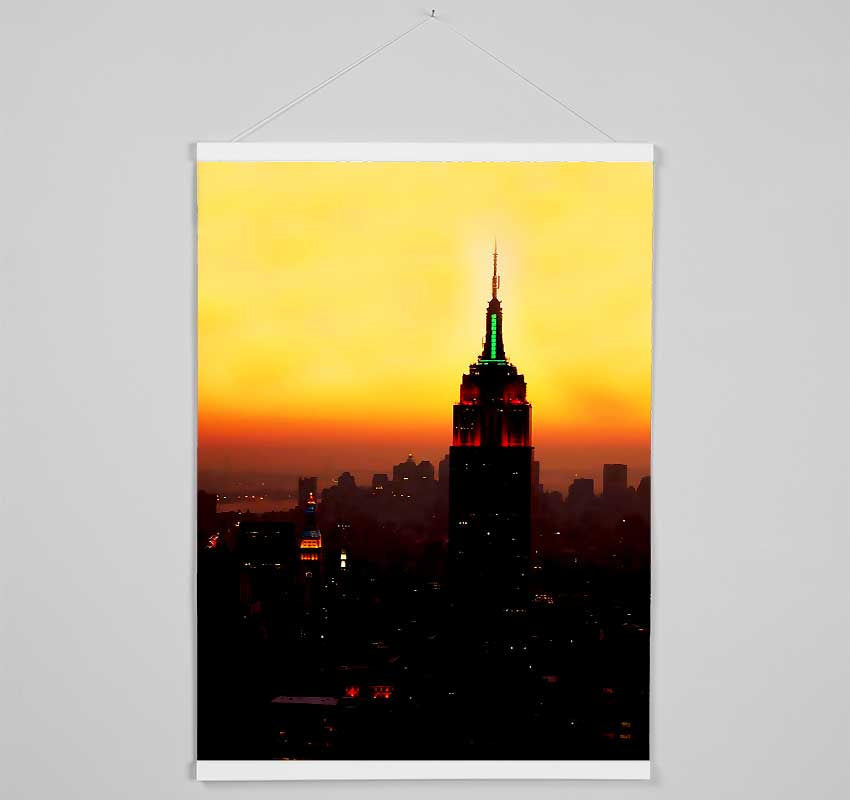 New York City Empire State Building Orange Glow Hanging Poster - Wallart-Direct UK