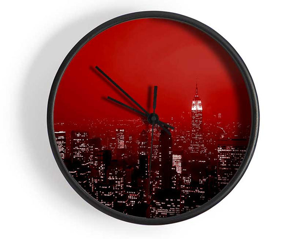 New York City Empire State Building Red Clock - Wallart-Direct UK