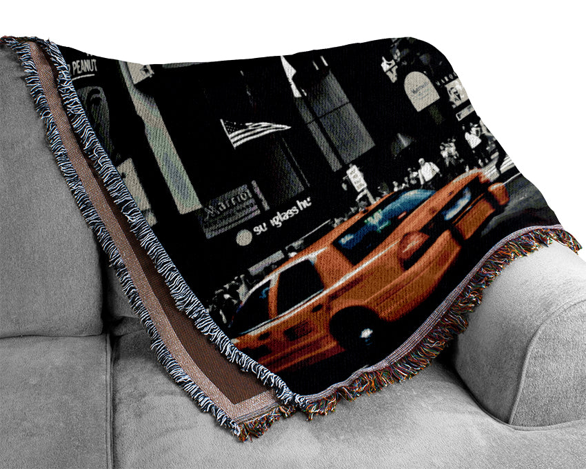 New York City Manhattan Cabs Woven Blanket