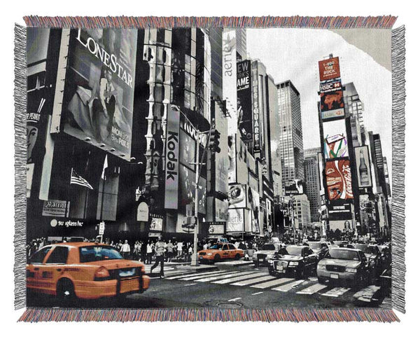 New York City Manhattan Cabs Woven Blanket