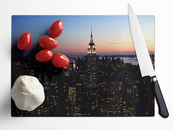 New York City Morning Glow Glass Chopping Board