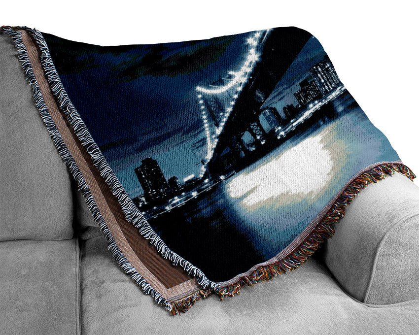 New York City Night Blues Woven Blanket