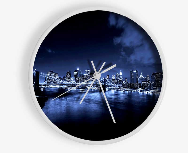 New York City Night Blues Glow Clock - Wallart-Direct UK