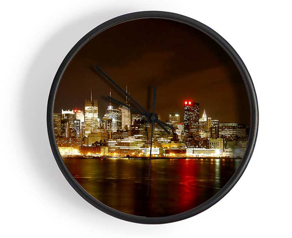 New York City Night Reflections Clock - Wallart-Direct UK