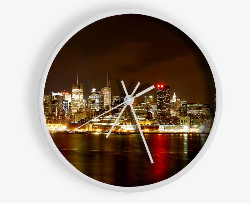 New York City Night Reflections Clock - Wallart-Direct UK