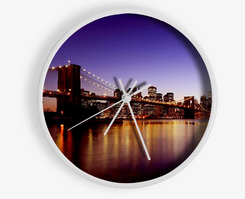 New York City Reflections Of Brooklyn Bridge Clock - Wallart-Direct UK