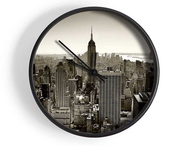 New York City Roof Tops Sepia Clock - Wallart-Direct UK