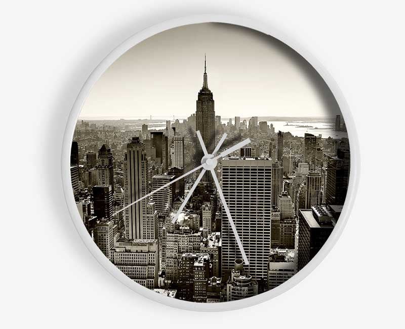 New York City Roof Tops Sepia Clock - Wallart-Direct UK