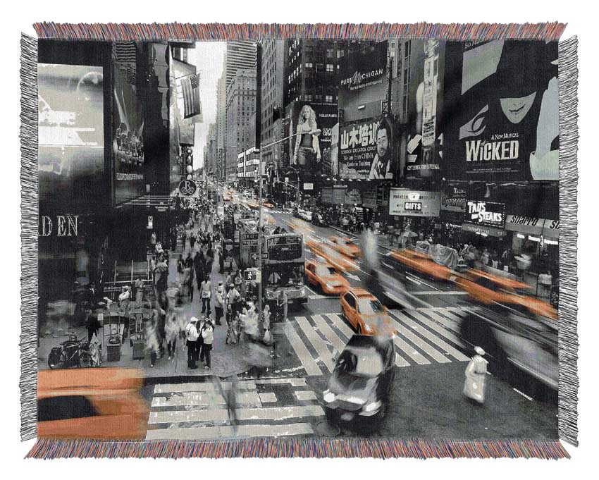 New York City Taxi Blur Woven Blanket