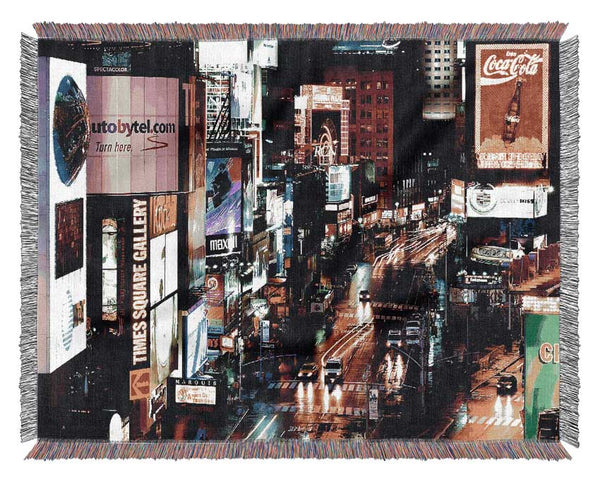 New York City Times Square Lights Woven Blanket