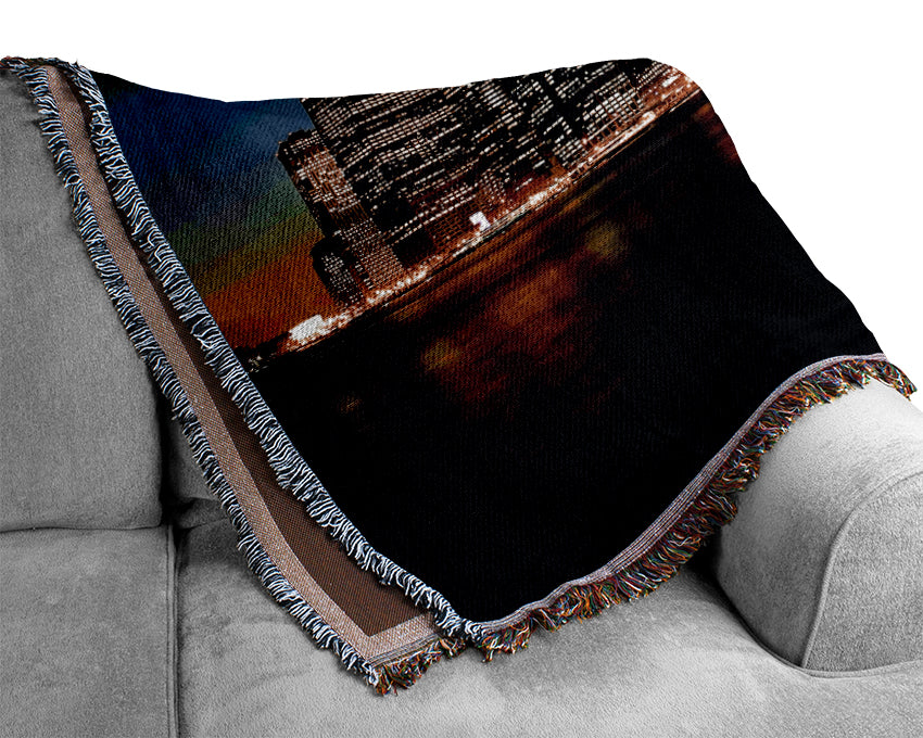 New York City View From Jersey Woven Blanket