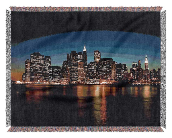 New York City View From Jersey Woven Blanket