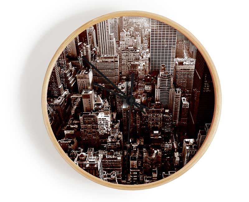 New York City View From The Empire State Sepia Clock - Wallart-Direct UK