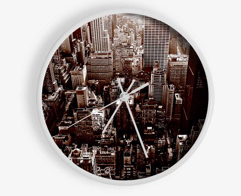 New York City View From The Empire State Sepia Clock - Wallart-Direct UK