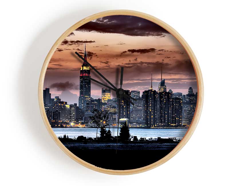 New York City Waters Below The Clouds Clock - Wallart-Direct UK