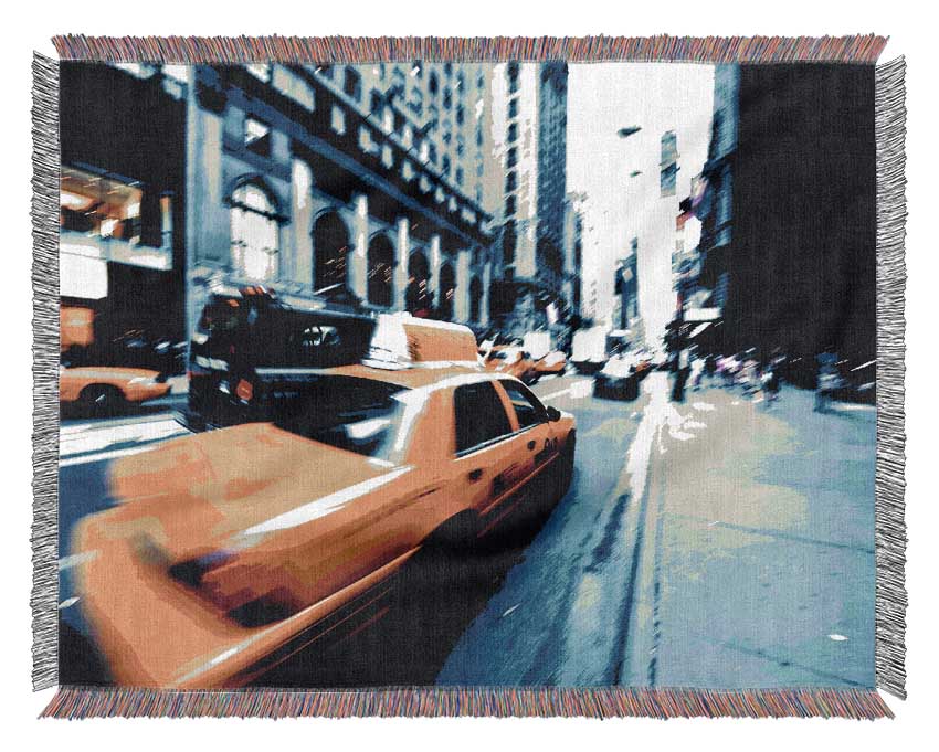 New York City Yellow Cab Blur Woven Blanket