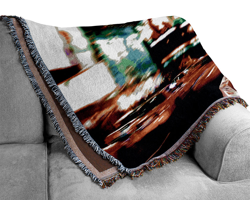 New York City Yellow Cab Traffic Jam Woven Blanket