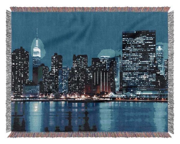 New York Empire State Blue Nights Woven Blanket