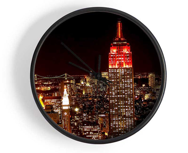 New York Empire State Red Top Clock - Wallart-Direct UK