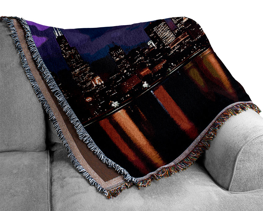 New York Harbour Purple Woven Blanket