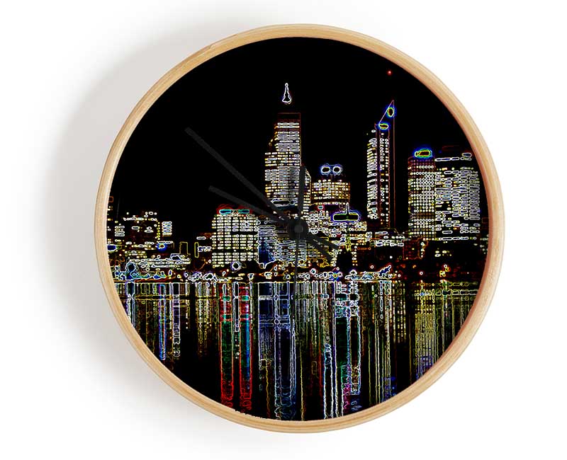 New York Harbour Reflections Black Clock - Wallart-Direct UK