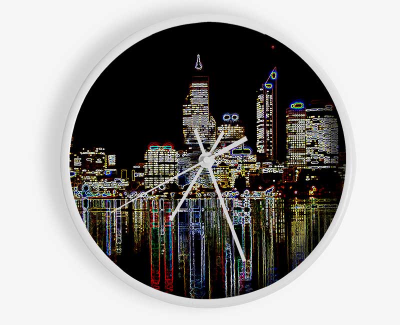 New York Harbour Reflections Black Clock - Wallart-Direct UK