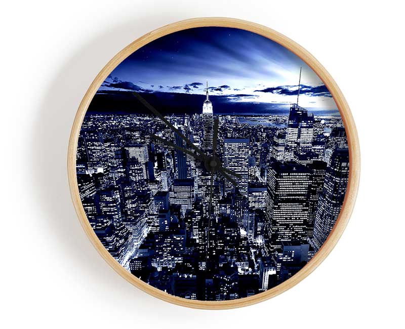 New York In Blue Clock - Wallart-Direct UK