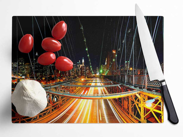 New York Nights Glass Chopping Board