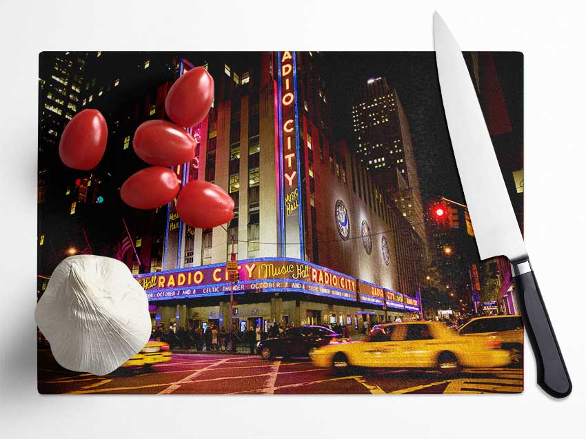 New York Radio City Glass Chopping Board