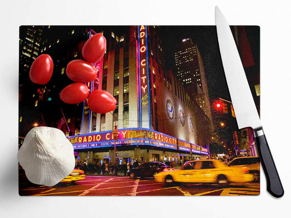 New York Radio City Glass Chopping Board