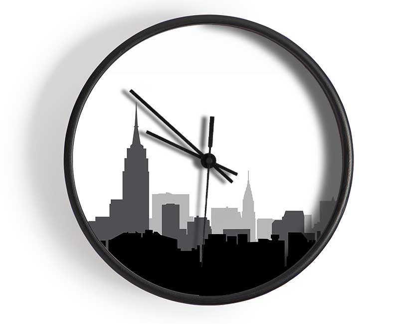 New York Silhouette B n W Clock - Wallart-Direct UK