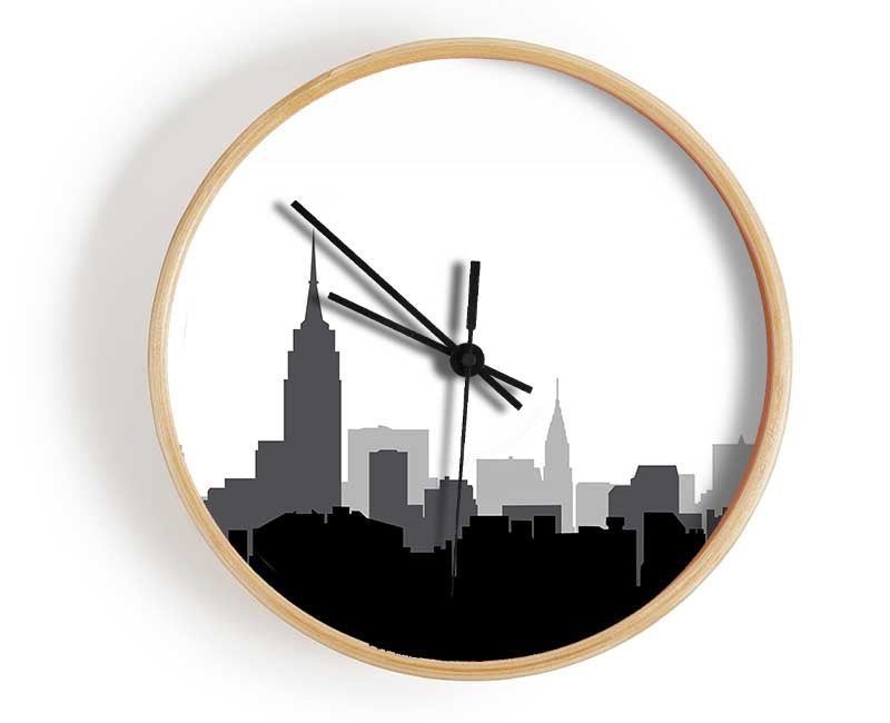 New York Silhouette B n W Clock - Wallart-Direct UK