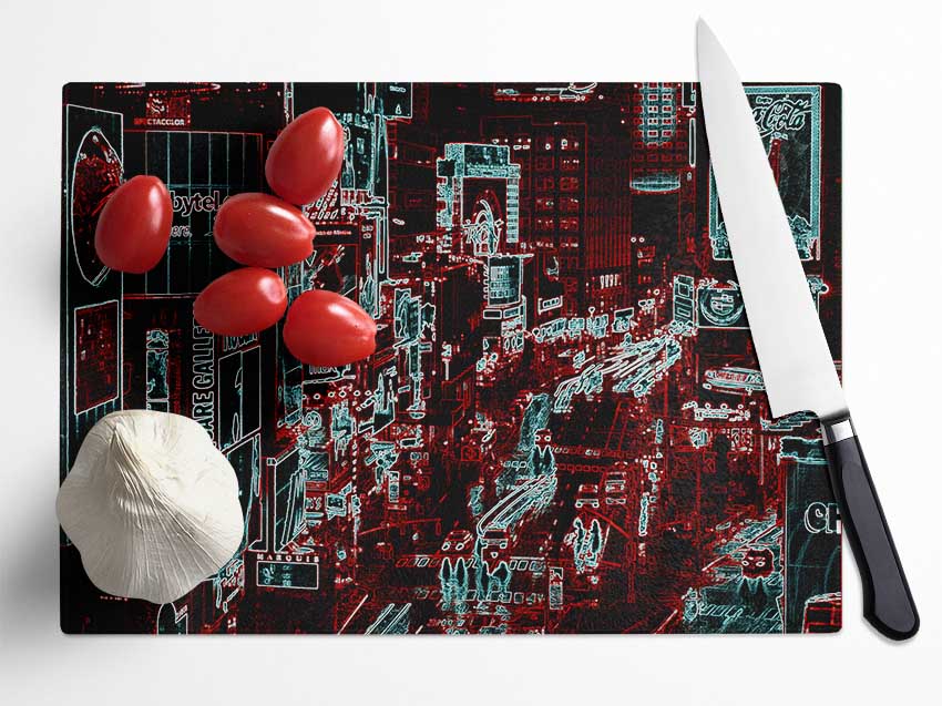 New York Rush Hour Psychedelic Glass Chopping Board