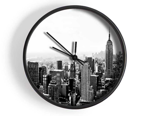 New York Empire State Skyline B n W Clock - Wallart-Direct UK