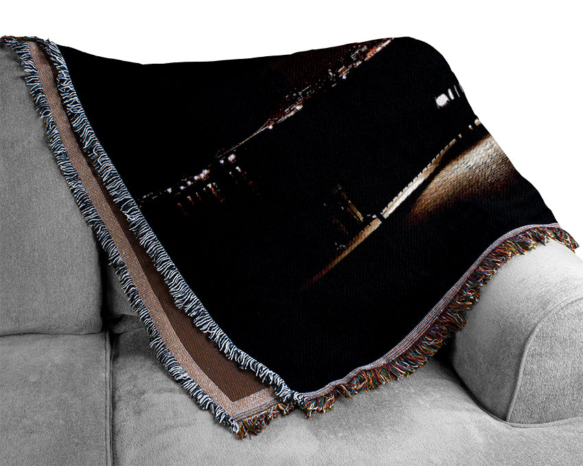 New York Skyline At Night Woven Blanket