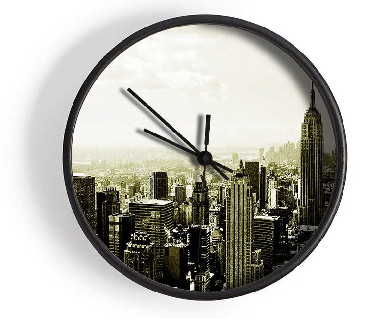 New York Skyline Sepia Clock - Wallart-Direct UK