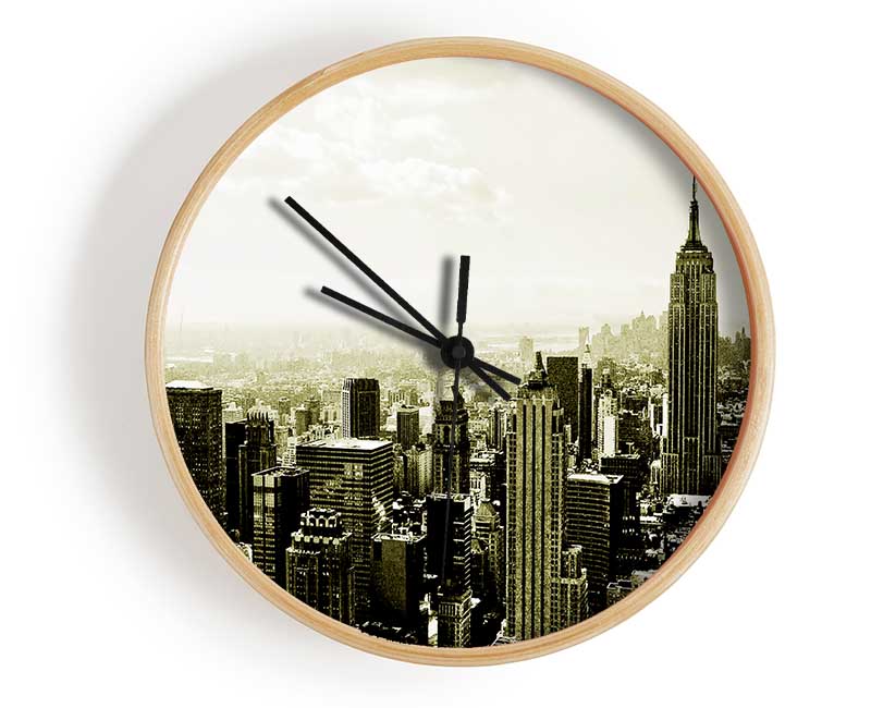 New York Skyline Sepia Clock - Wallart-Direct UK