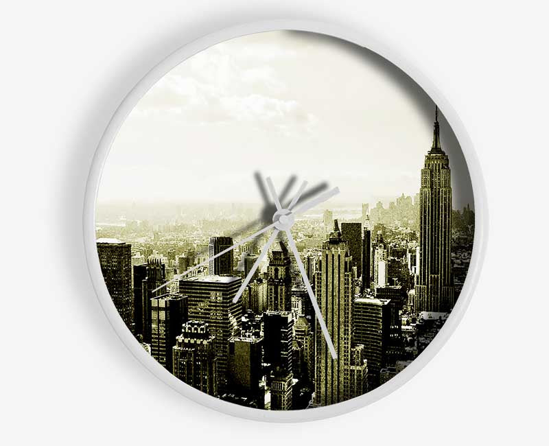 New York Skyline Sepia Clock - Wallart-Direct UK