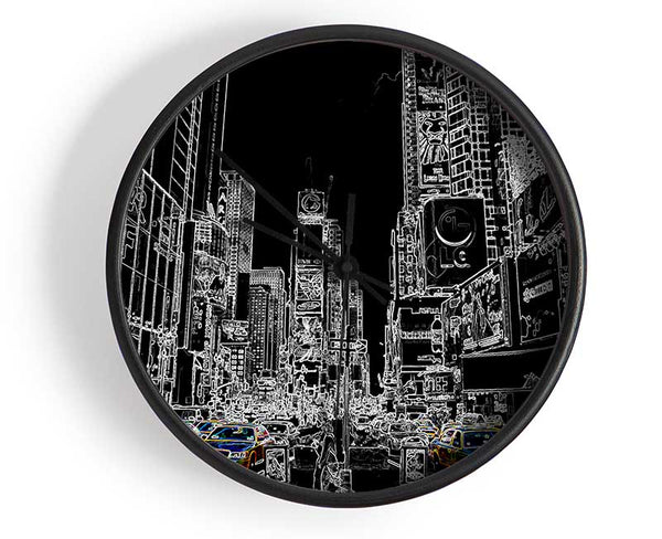 New York Street Taxi Psychedelic Clock - Wallart-Direct UK