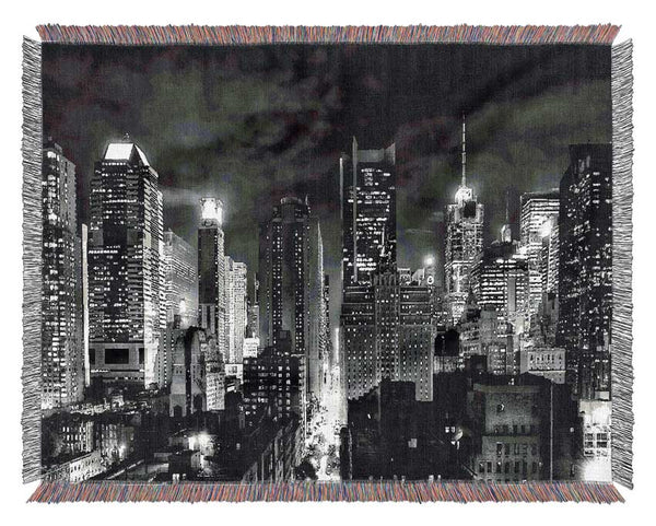 New York Streets B n W Woven Blanket