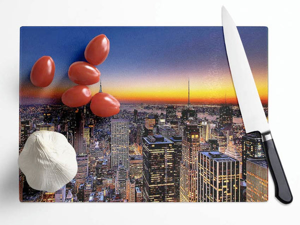 New York Sundown Glass Chopping Board