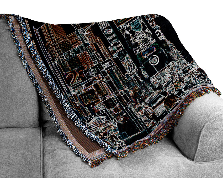 New York Times Square Psychedelic Woven Blanket