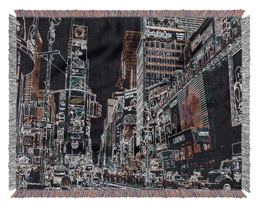 New York Times Square Psychedelic Woven Blanket