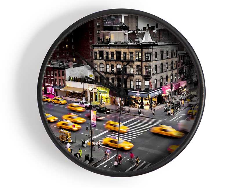 New York Yellow Cab Mayhem Clock - Wallart-Direct UK