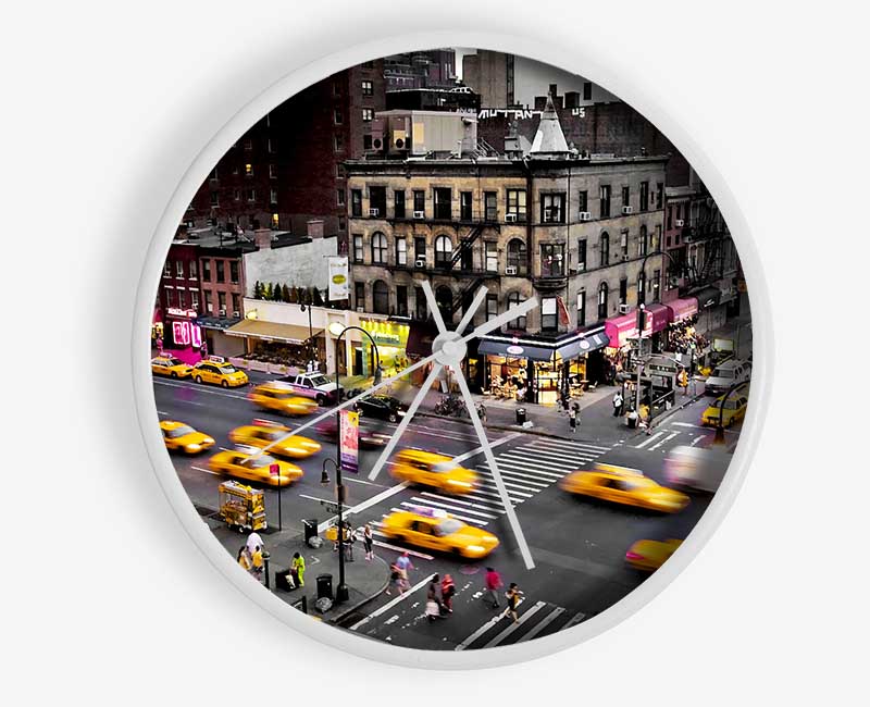 New York Yellow Cab Mayhem Clock - Wallart-Direct UK