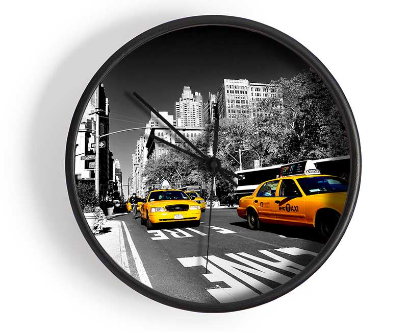 New York Yellow Taxi Drive Clock - Wallart-Direct UK