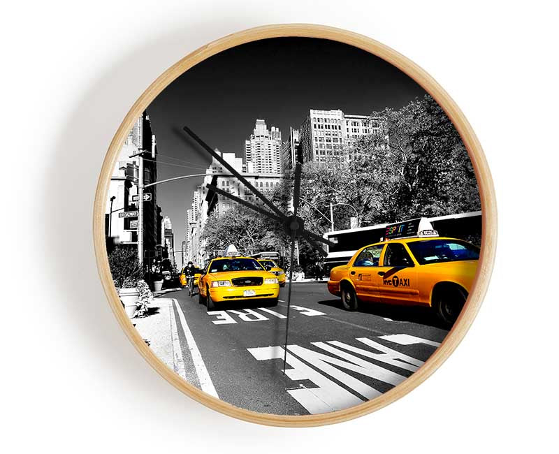 New York Yellow Taxi Drive Clock - Wallart-Direct UK